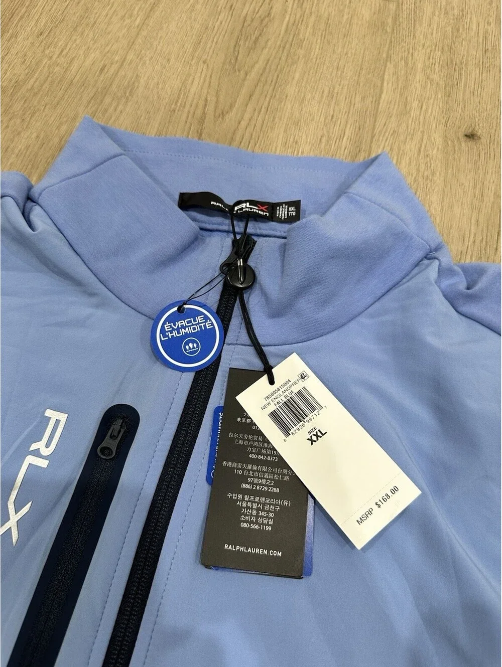 NWT Ralph Lauren RLX Golf Full Zip Wicking Stretch Vest Blue Men's Size 2XL